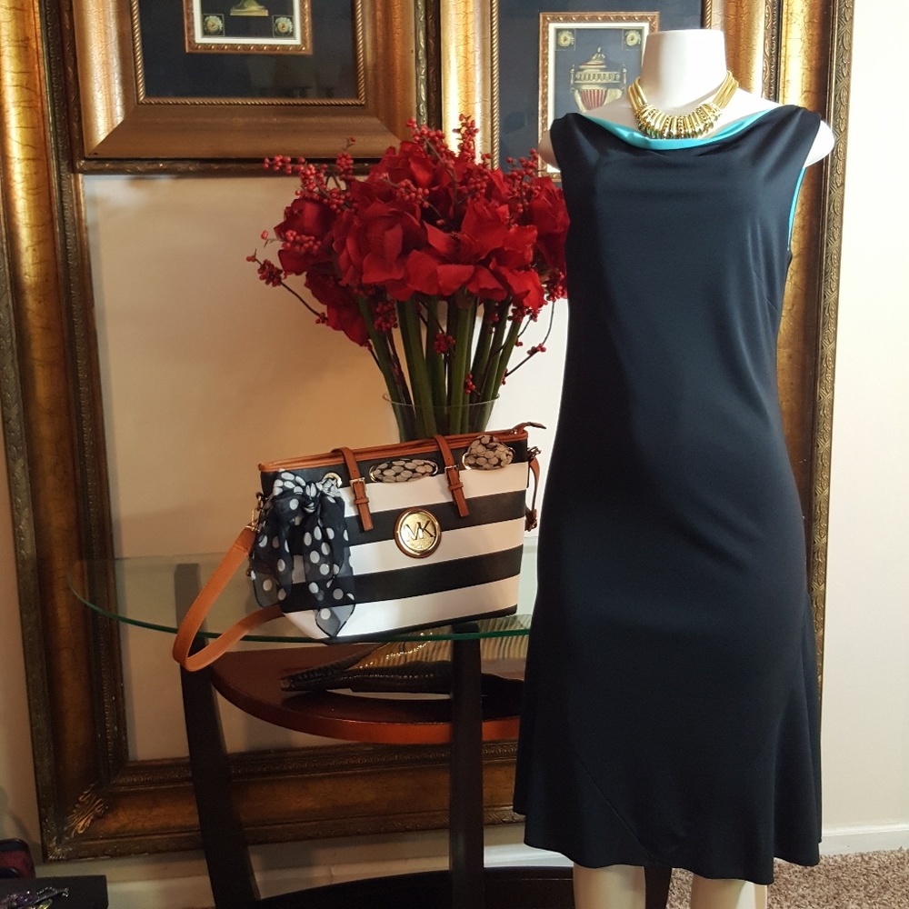 EXPRESS TEAL AND BLACK DRESS SIZE 9/10